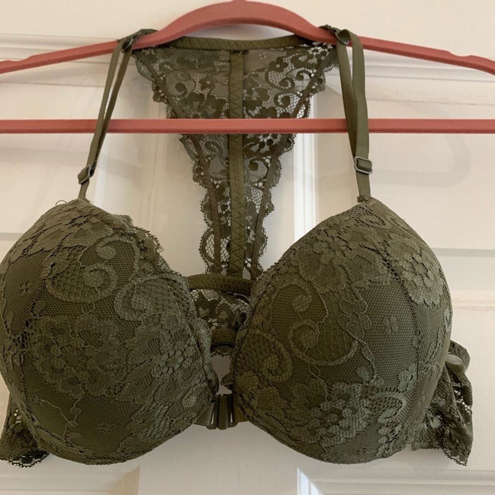 XOXO Olive green front closure push up bra